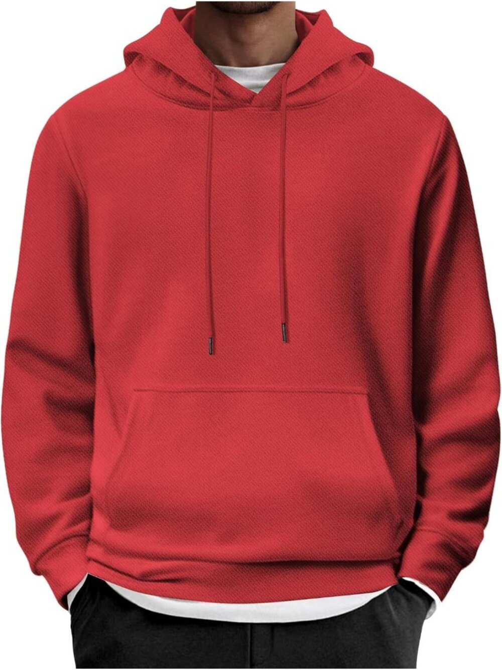 Coofandy Men's Red Long Sleeve Casual Pullover Fashion Drawstring Hoodies